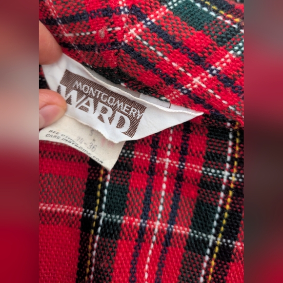 VTG Montgomery Ward Stewart Tartan Plaid Unisex Acrylic Robe Small 2 Pockets - Picture 7 of 9